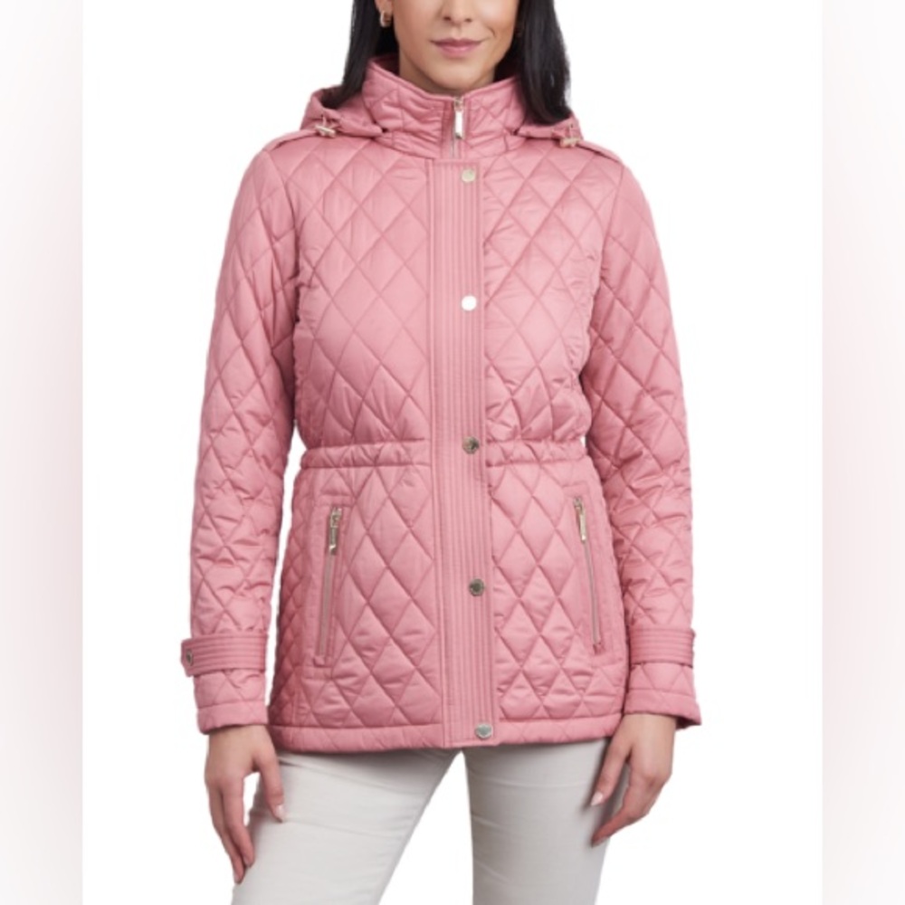 MICHAEL Michael Kors Women's Quilted Hooded Anorak Coat in Dusty Rose